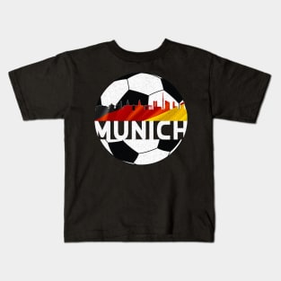 Munich Germany Euro 2024 football—White text Kids T-Shirt